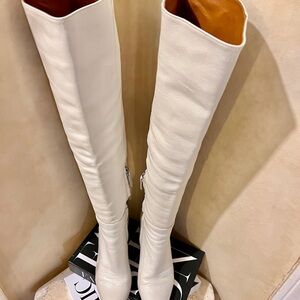Zara White Over the Knee Boots